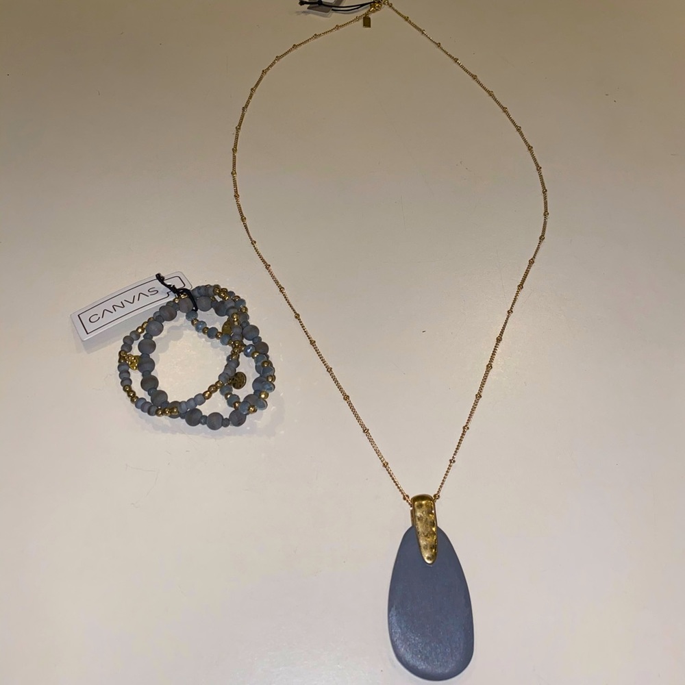 Gold Abra Necklace & Kaiya Stretch Bracelets